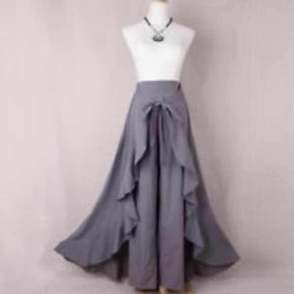 WIDE LEG PALAZZO SKIRT PANTS - Picture 3 of 4